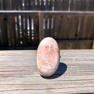 Sterling silver scolecite ring